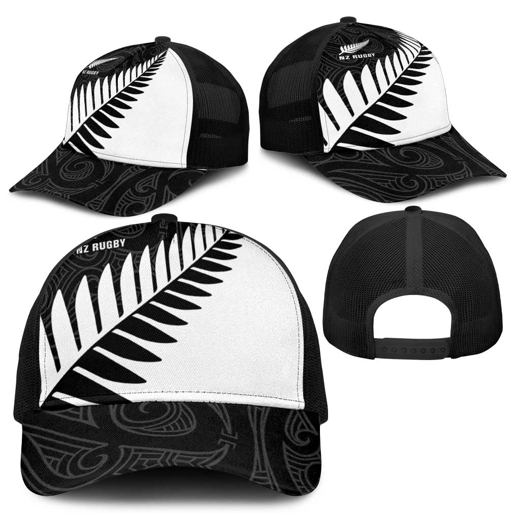 New Zealand Silver Fern Rugby Baseball Net Cap All Black Go Champions Maori Pattern - Aussie Hoodie
