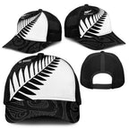 New Zealand Silver Fern Rugby Baseball Net Cap All Black Go Champions Maori Pattern - Aussie Hoodie