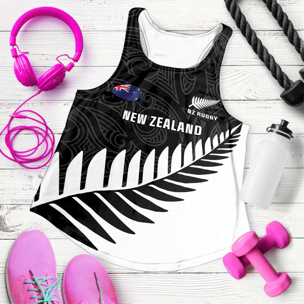 New Zealand Silver Fern Rugby Custom Women Racerback Tank All Black Go Champions Maori Pattern - Aussie Hoodie