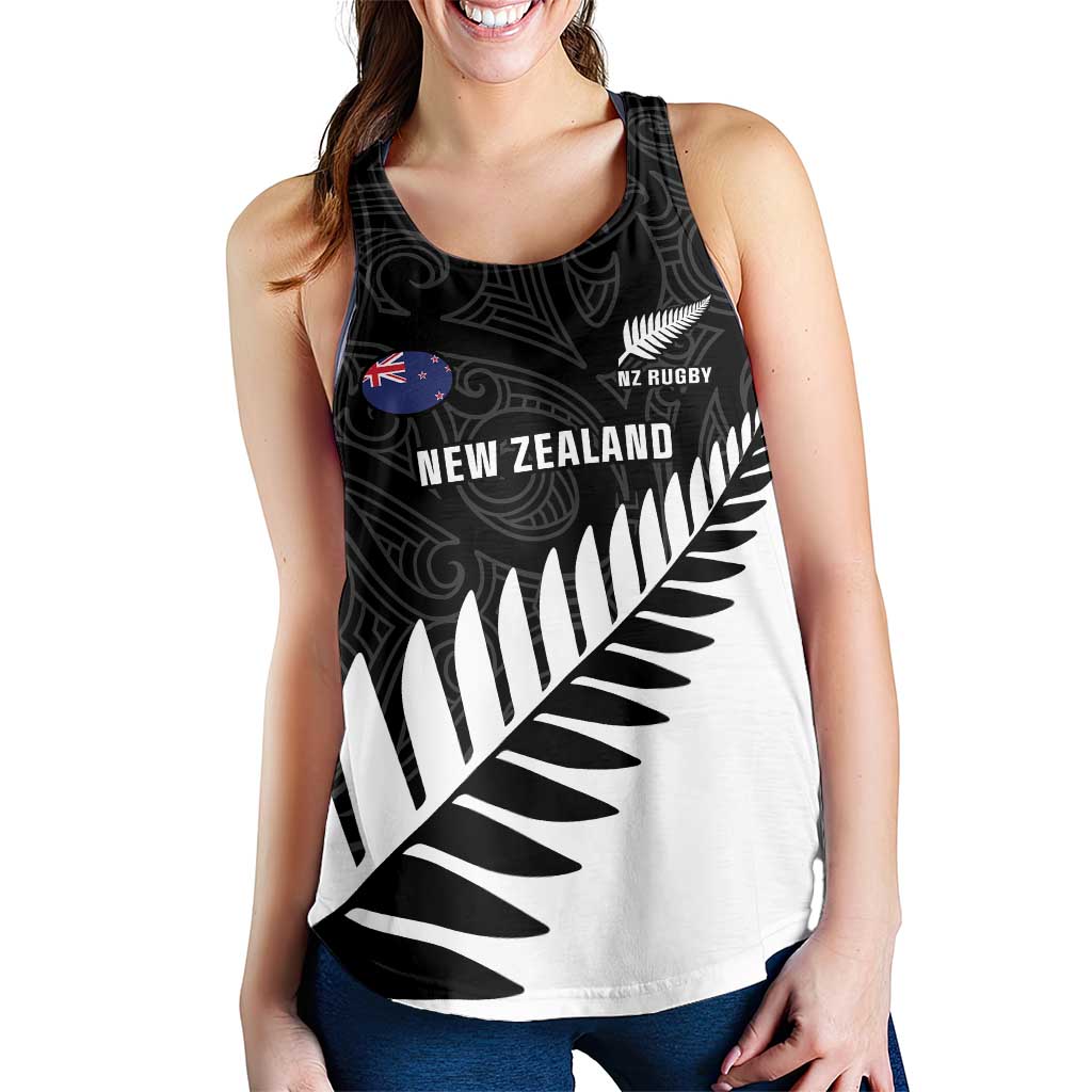New Zealand Silver Fern Rugby Custom Women Racerback Tank All Black Go Champions Maori Pattern - Aussie Hoodie