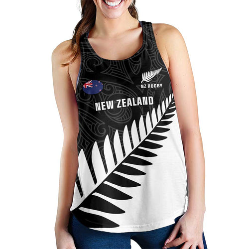 New Zealand Silver Fern Rugby Custom Women Racerback Tank All Black Go Champions Maori Pattern - Aussie Hoodie