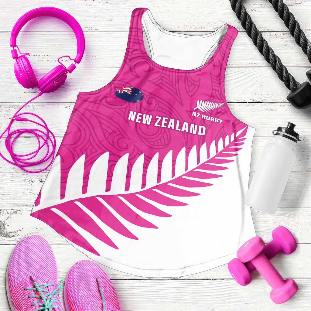 New Zealand Silver Fern Rugby Custom Women Racerback Tank Go All Black Maori Pink Version - Aussie Hoodie