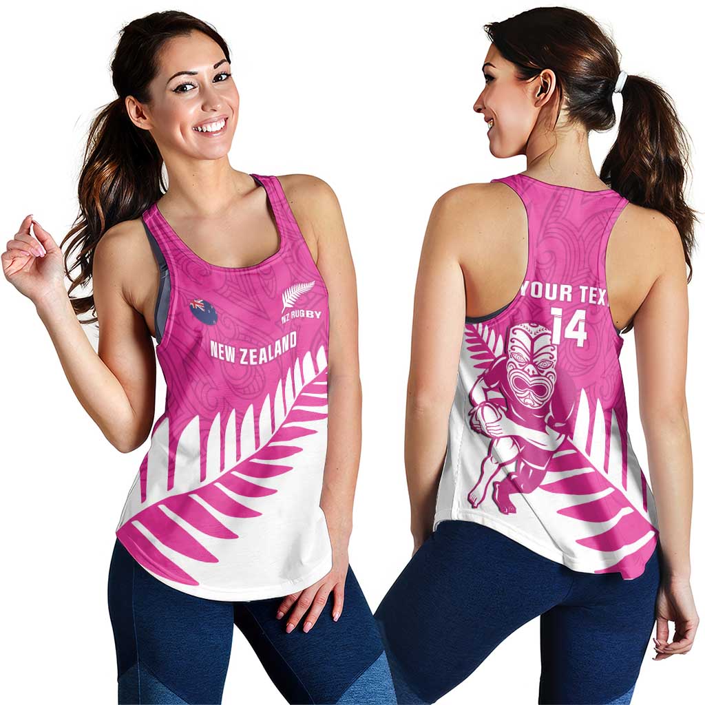 New Zealand Silver Fern Rugby Custom Women Racerback Tank Go All Black Maori Pink Version - Aussie Hoodie