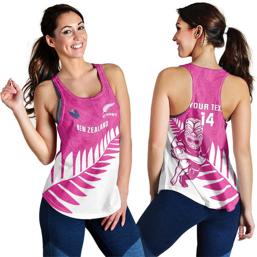 New Zealand Silver Fern Rugby Custom Women Racerback Tank Go All Black Maori Pink Version - Aussie Hoodie