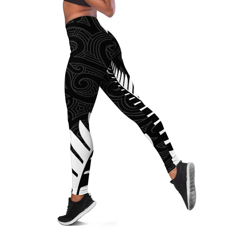 New Zealand Silver Fern Rugby Leggings All Black Go Champions Maori Pattern - Aussie Hoodie