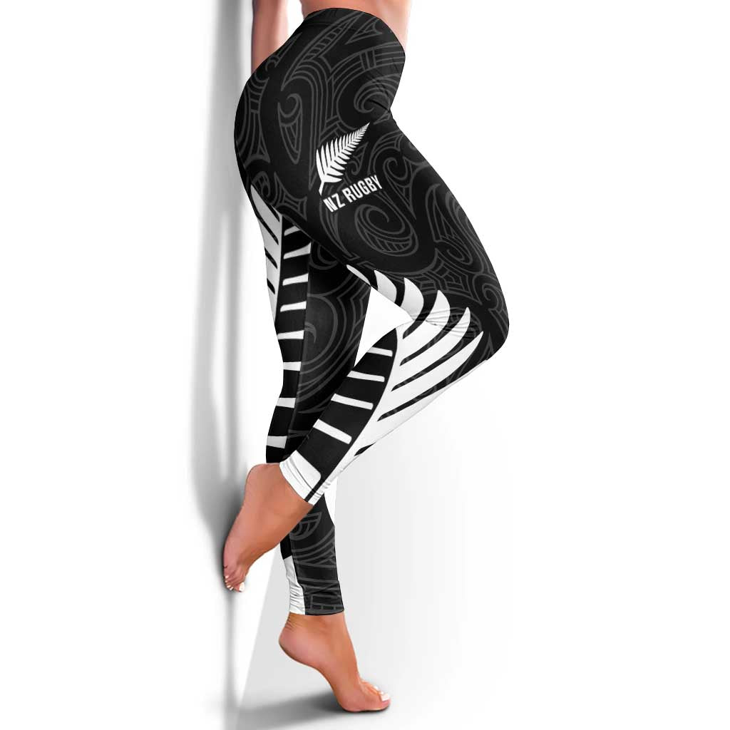 New Zealand Silver Fern Rugby Leggings All Black Go Champions Maori Pattern - Aussie Hoodie