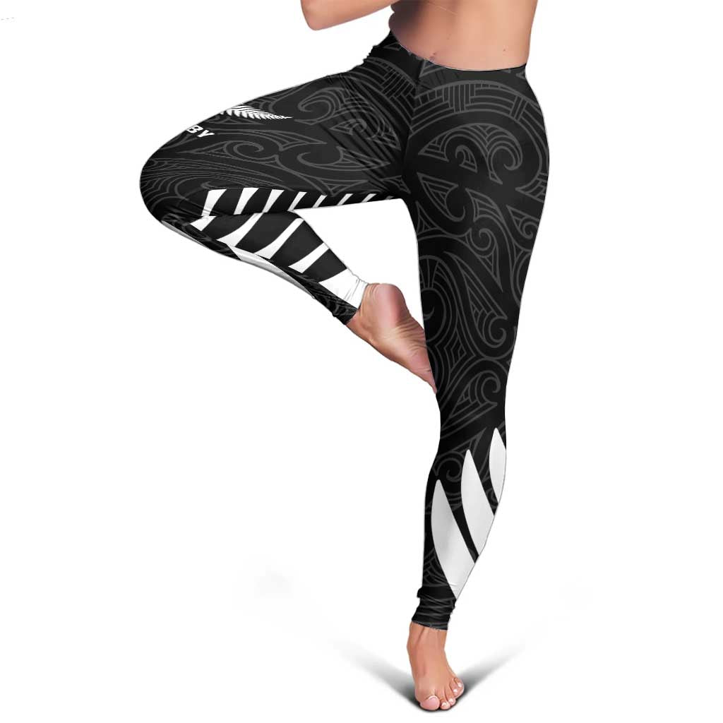 New Zealand Silver Fern Rugby Leggings All Black Go Champions Maori Pattern - Aussie Hoodie