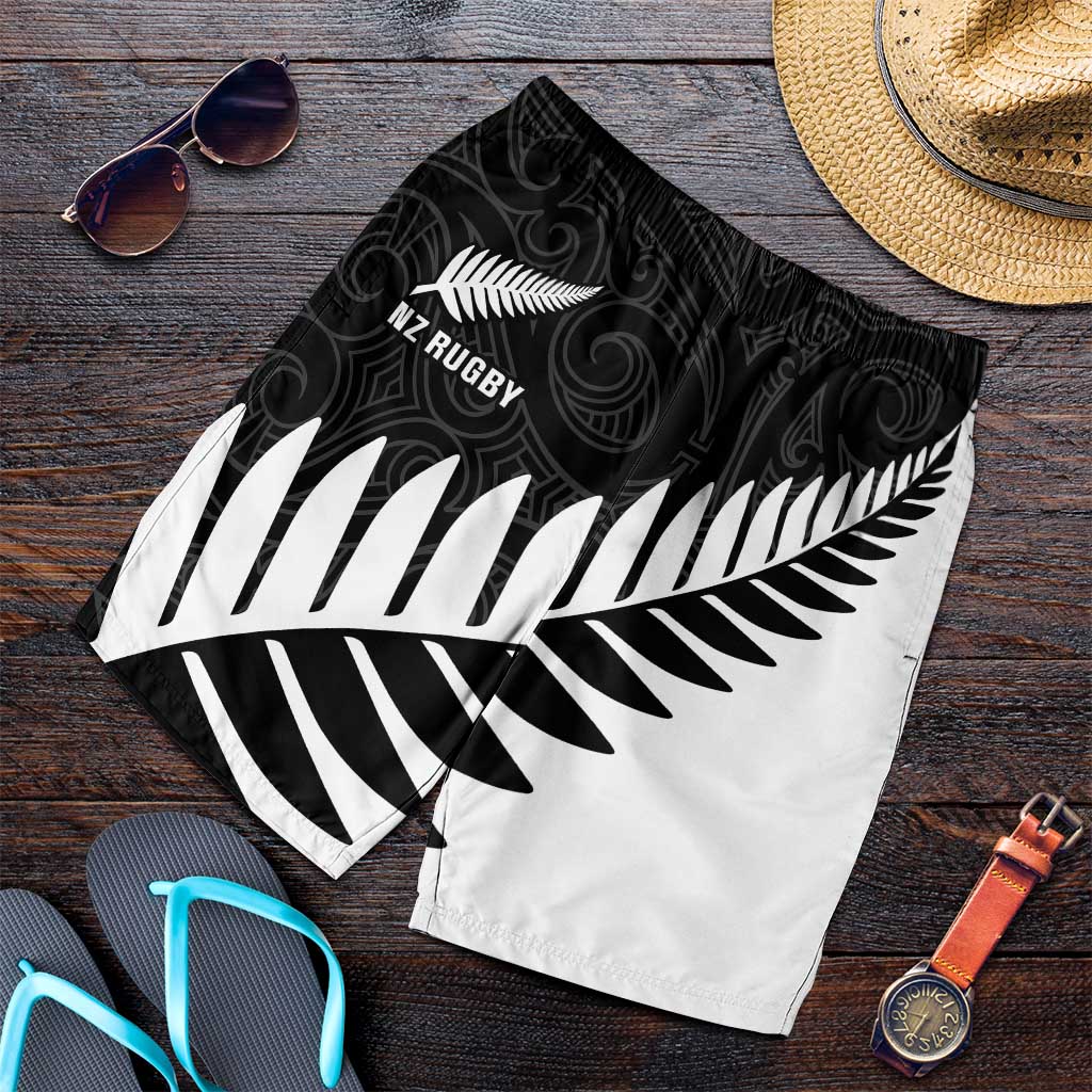 New Zealand Silver Fern Rugby Shorts for Men All Black Go Champions Maori Pattern - Aussie Hoodie