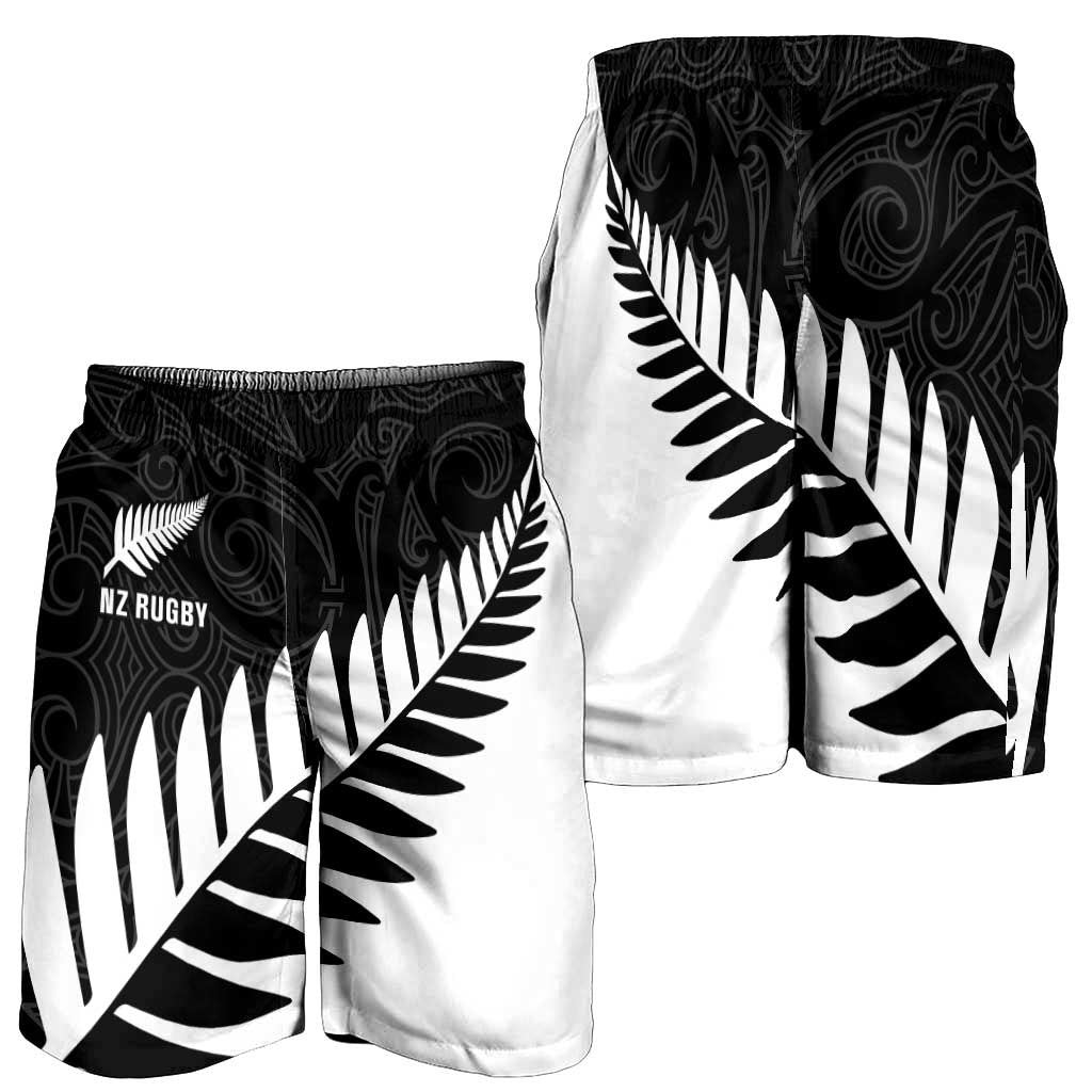New Zealand Silver Fern Rugby Shorts for Men All Black Go Champions Maori Pattern - Aussie Hoodie