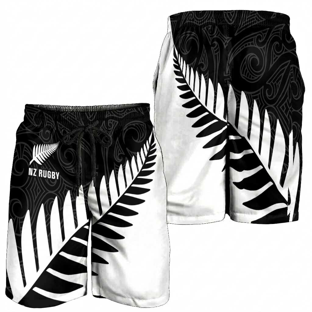 New Zealand Silver Fern Rugby Shorts for Men All Black Go Champions Maori Pattern - Aussie Hoodie