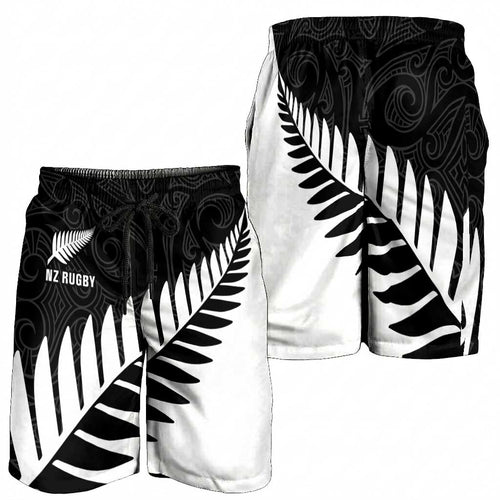 New Zealand Silver Fern Rugby Shorts for Men All Black Go Champions Maori Pattern - Aussie Hoodie