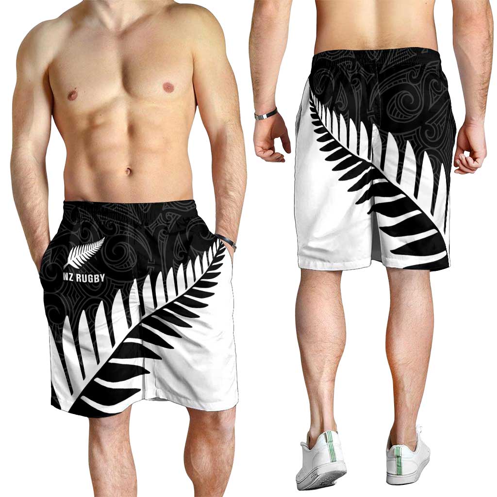 New Zealand Silver Fern Rugby Shorts for Men All Black Go Champions Maori Pattern - Aussie Hoodie