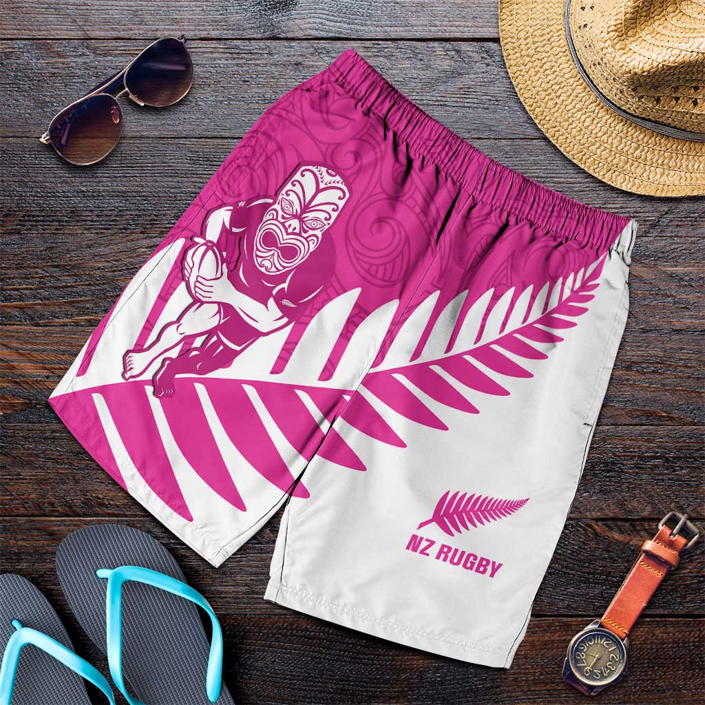 New Zealand Silver Fern Rugby Shorts for Men Go All Black Maori Pink Version - Aussie Hoodie