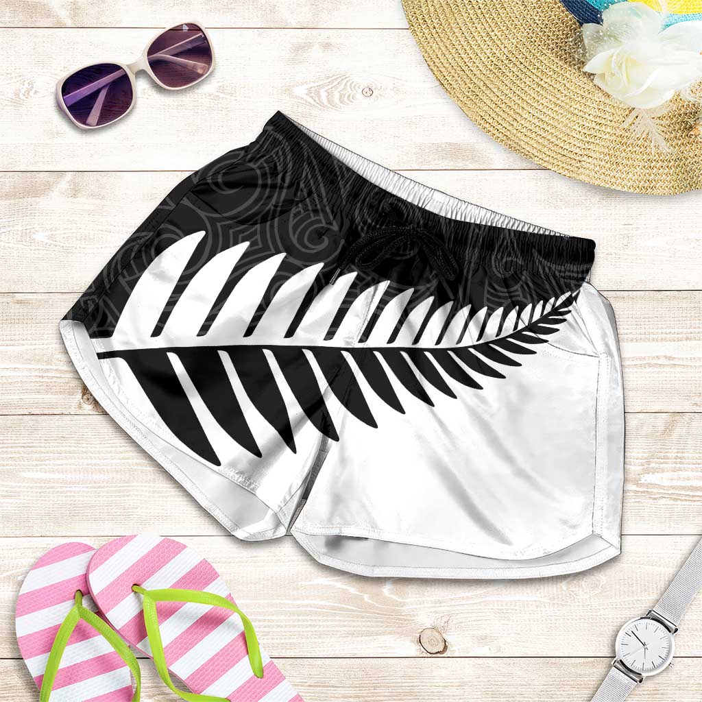 New Zealand Silver Fern Rugby Shorts for Women All Black Go Champions Maori Pattern - Aussie Hoodie