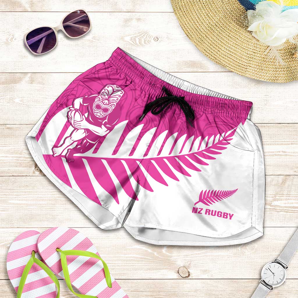 New Zealand Silver Fern Rugby Shorts for Women Go All Black Maori Pink Version - Aussie Hoodie