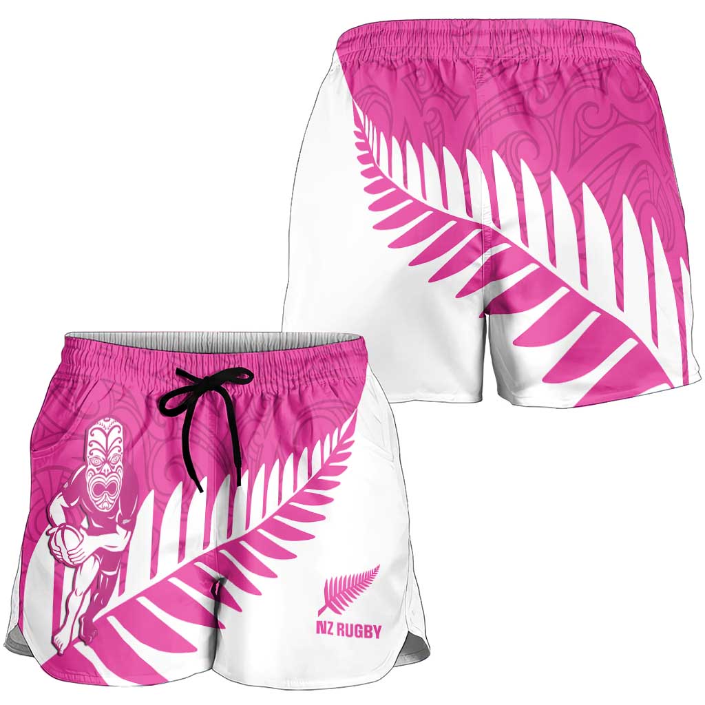 New Zealand Silver Fern Rugby Shorts for Women Go All Black Maori Pink Version - Aussie Hoodie