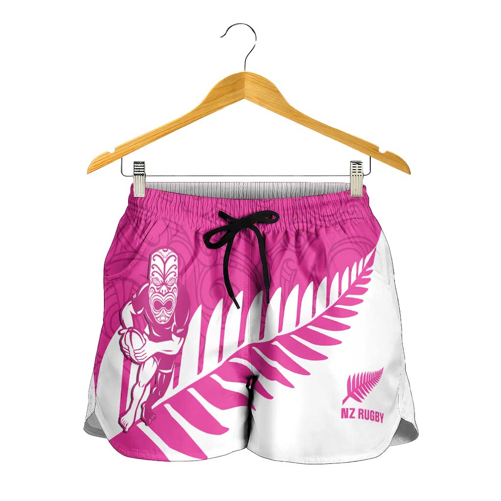 New Zealand Silver Fern Rugby Shorts for Women Go All Black Maori Pink Version - Aussie Hoodie