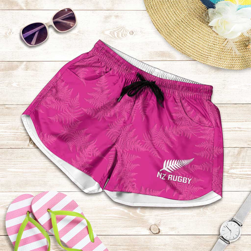 New Zealand Silver Fern Rugby Shorts for Women Go Aotearoa Champions World Cup Pink - Aussie Hoodie