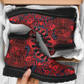 New Zealand Taiaha Maori All Season Boots Whero Minimalist Silver Fern Tukutuku Motif