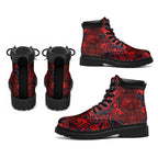 New Zealand Taiaha Maori All Season Boots Whero Minimalist Silver Fern Tukutuku Motif