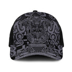 New Zealand Taiaha Maori Baseball Net Cap Minimalist Silver Fern All Black - Aussie Hoodie