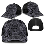 New Zealand Taiaha Maori Baseball Net Cap Minimalist Silver Fern All Black - Aussie Hoodie