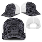New Zealand Taiaha Maori Baseball Net Cap Minimalist Silver Fern All Black - Aussie Hoodie