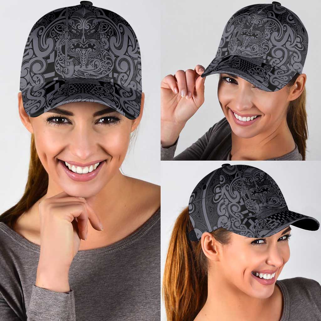 New Zealand Taiaha Maori Classic Cap Minimalist Silver Fern All Black LT09