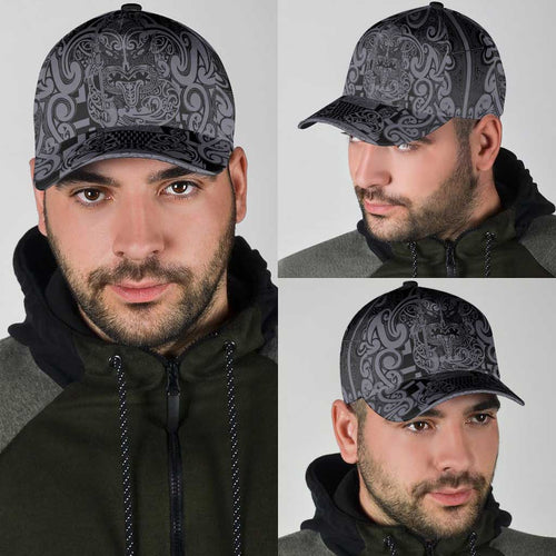 New Zealand Taiaha Maori Classic Cap Minimalist Silver Fern All Black LT09