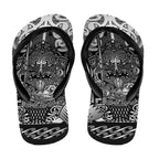 New Zealand Taiaha Maori Flip Flops Kiwikiwi Minimalist Silver Fern Tukutuku Motif