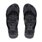 New Zealand Taiaha Maori Flip Flops Minimalist Silver Fern All Black - Aussie Hoodie