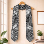 New Zealand Taiaha Maori Graduation Stole Kiwikiwi Minimalist Silver Fern Tukutuku Motif