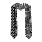New Zealand Taiaha Maori Graduation Stole Kiwikiwi Minimalist Silver Fern Tukutuku Motif