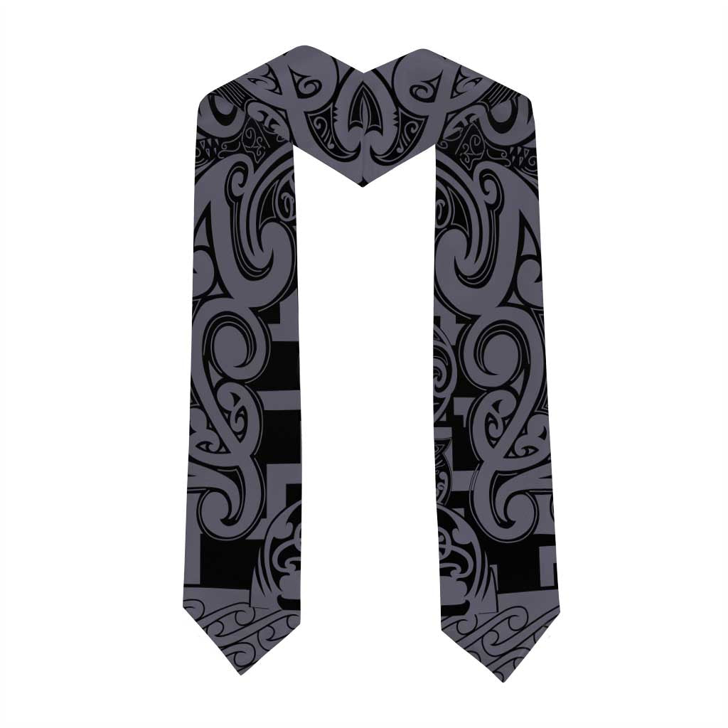 New Zealand Taiaha Maori Graduation Stole Minimalist Silver Fern All Black - Aussie Hoodie