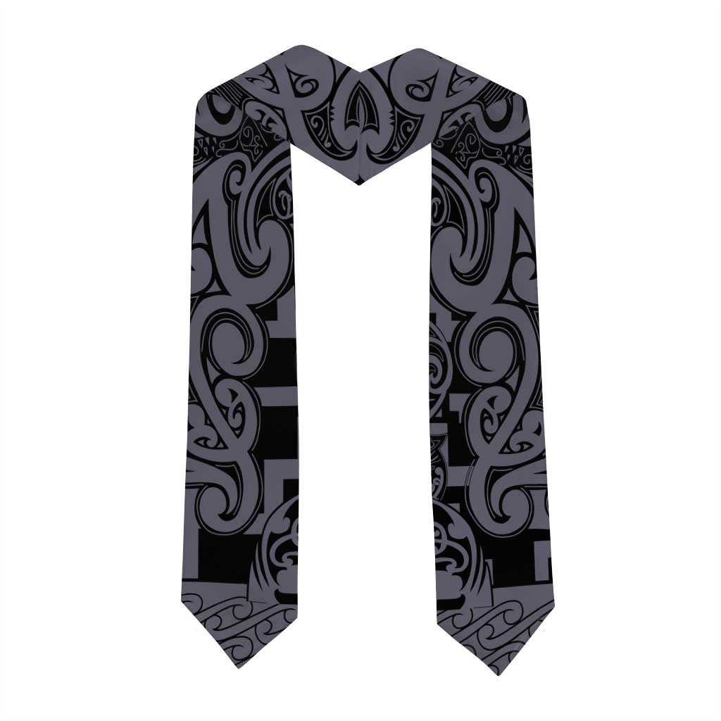 New Zealand Taiaha Maori Graduation Stole Minimalist Silver Fern All Black - Aussie Hoodie