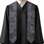 New Zealand Taiaha Maori Graduation Stole Minimalist Silver Fern All Black - Aussie Hoodie