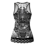 New Zealand Taiaha Maori Hollow Tank Top Kiwikiwi Minimalist Silver Fern Tukutuku Motif
