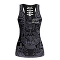 New Zealand Taiaha Maori Hollow Tank Top Minimalist Silver Fern All Black - Aussie Hoodie