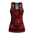 New Zealand Taiaha Maori Hollow Tank Top Whero Minimalist Silver Fern Tukutuku Motif