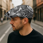New Zealand Taiaha Maori Jeff Hat Kiwikiwi Minimalist Silver Fern Tukutuku Motif