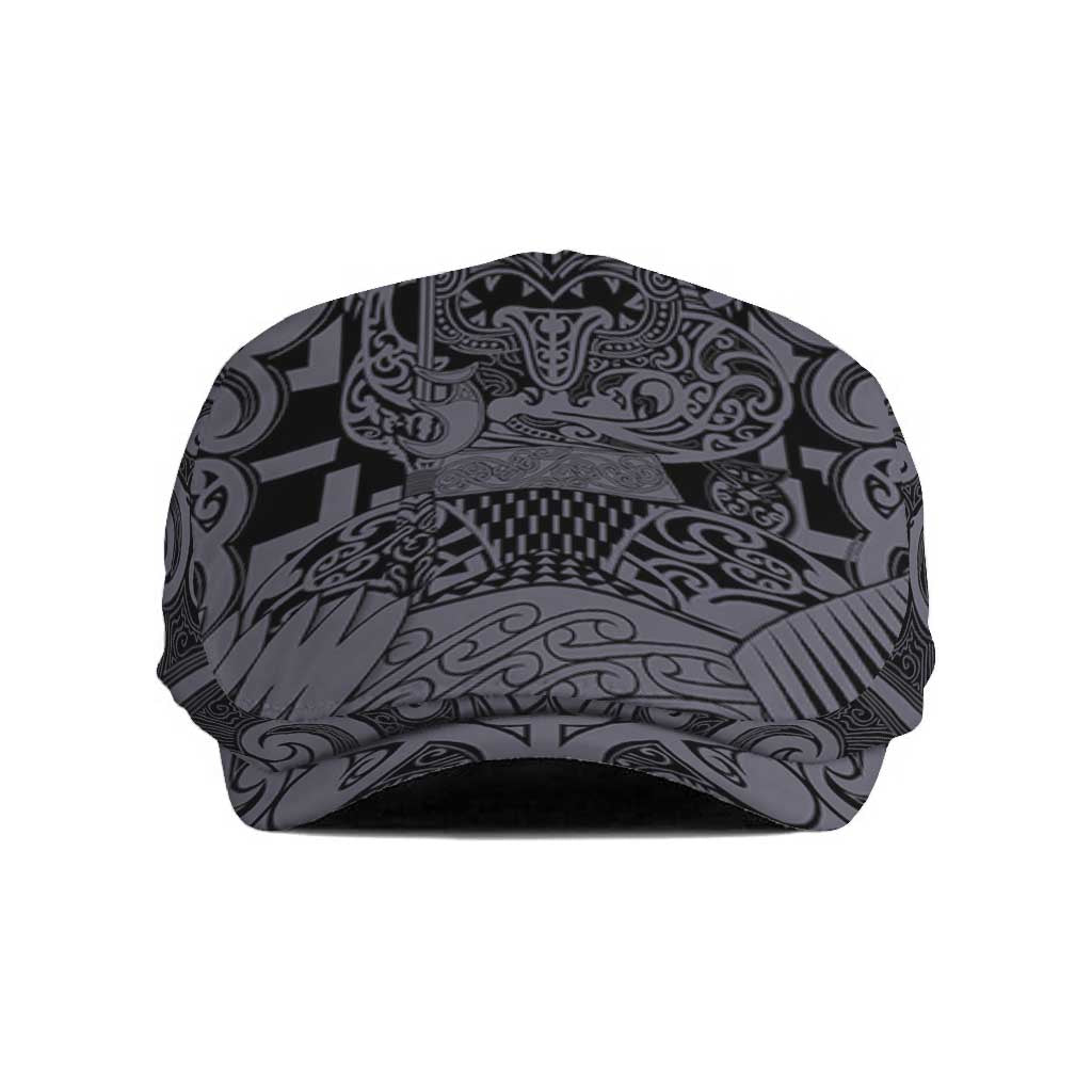 New Zealand Taiaha Maori Jeff Hat Minimalist Silver Fern All Black - Aussie Hoodie