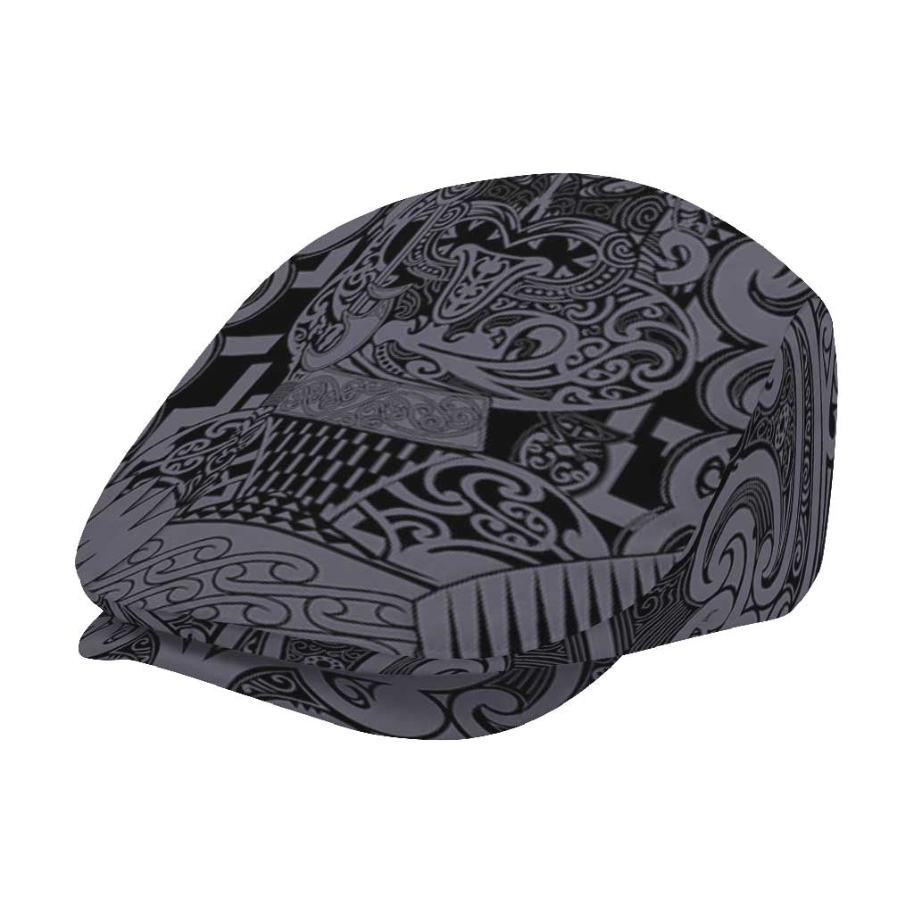 New Zealand Taiaha Maori Jeff Hat Minimalist Silver Fern All Black - Aussie Hoodie