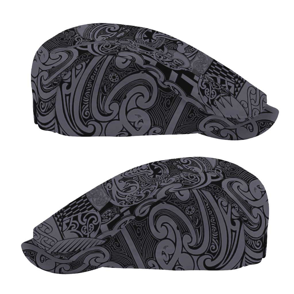New Zealand Taiaha Maori Jeff Hat Minimalist Silver Fern All Black - Aussie Hoodie