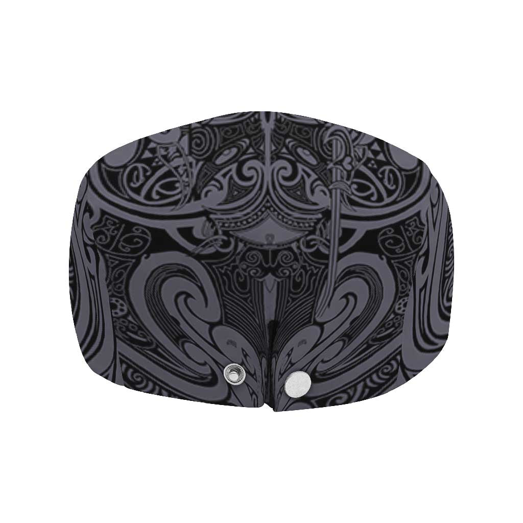 New Zealand Taiaha Maori Jeff Hat Minimalist Silver Fern All Black - Aussie Hoodie