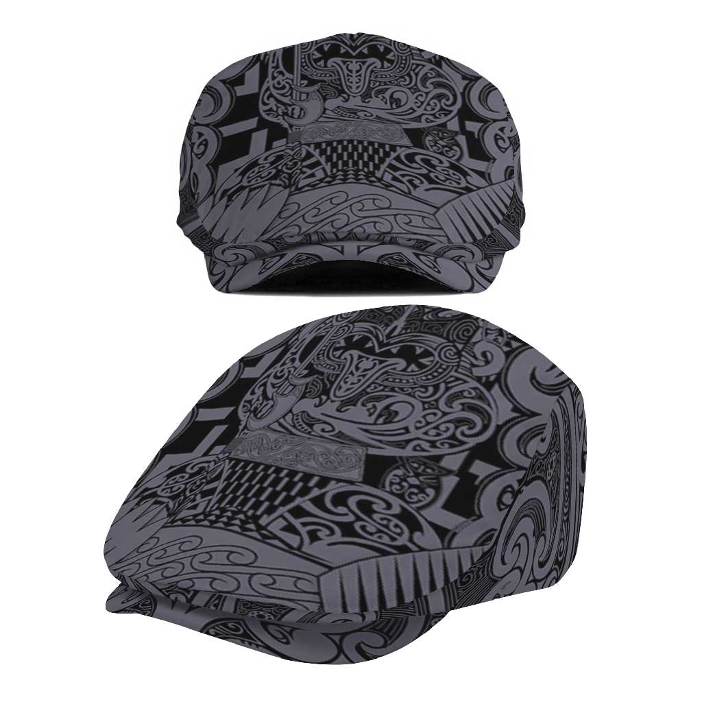 New Zealand Taiaha Maori Jeff Hat Minimalist Silver Fern All Black - Aussie Hoodie