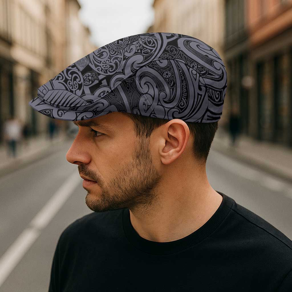 New Zealand Taiaha Maori Jeff Hat Minimalist Silver Fern All Black - Aussie Hoodie