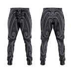New Zealand Taiaha Maori Jogger Pants Minimalist Silver Fern All Black - Aussie Hoodie
