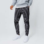 New Zealand Taiaha Maori Jogger Pants Minimalist Silver Fern All Black - Aussie Hoodie