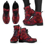 New Zealand Taiaha Maori Leather Boots Whero Minimalist Silver Fern Tukutuku Motif