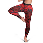 New Zealand Taiaha Maori Leggings Whero Minimalist Silver Fern Tukutuku Motif